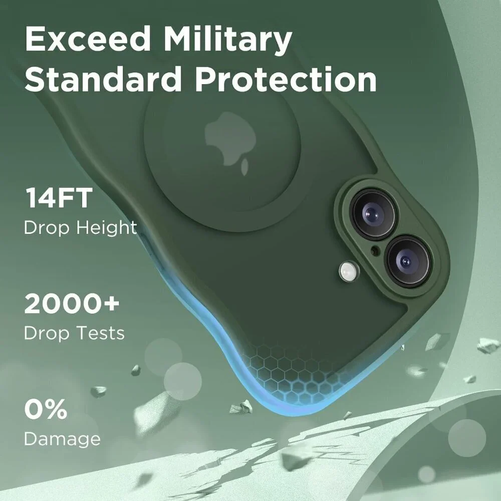 Women Deep Green Iphone 17 Pro Max Case Full Camera Protection Mag Safe